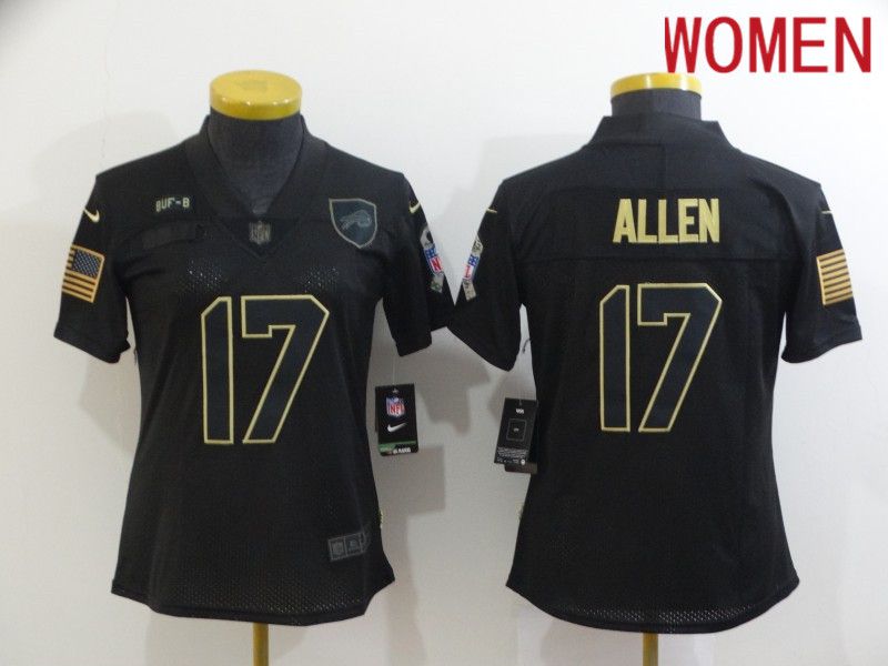 Women Buffalo Bills #17 Allen Black gold lettering 2020 Nike NFL Jersey->new england patriots->NFL Jersey